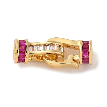 Brass Micro Pave Cubic Zirconia Fold Over Clasps KK-C076-06G-1