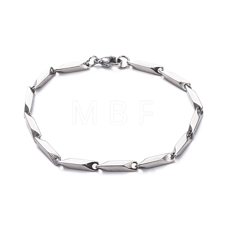 Tarnish Resistant Unisex 201 Stainless Steel Bar Link Chain Bracelets BJEW-L637-35C-P-1