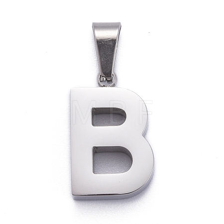 Non-Tarnish 304 Stainless Steel Letter Pendants STAS-H127-B-P-1