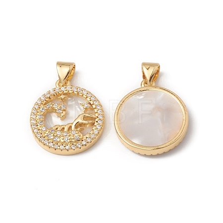 Rack Plating Brass Shell Pendants KK-D087-25G-08-1