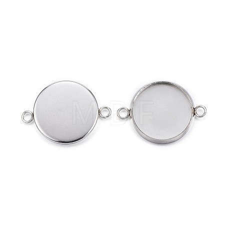Tarnish Resistant 304 Stainless Steel Cabochon Connector Settings STAS-G127-14-14mm-P-1