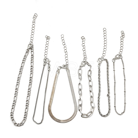 6Pcs Bohemian Style Alloy Chain Bracelets Kit for Women WG2620E-01-1