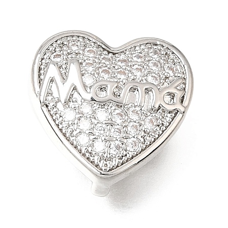 Mother's Day Brass Micro Pave Cubic Zirconia Slide Charms KK-E802-21P-B-1