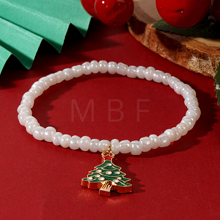 Christmas 304 Stainless Steel Enamel Charm Bracelets LB4238-1-1