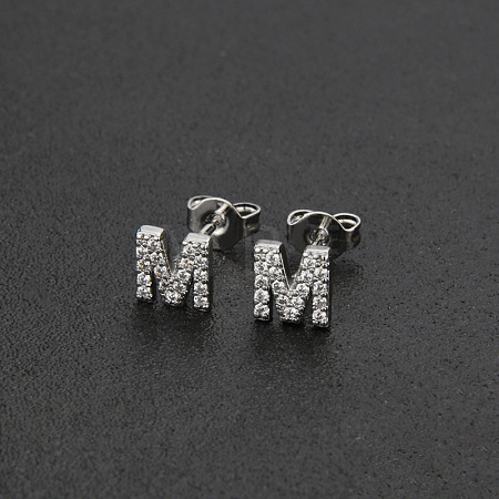 Brass Micro Pave Clear Cubic Zirconia Stud Earrings FS-WGC2F12-13-1