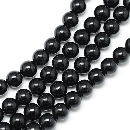 Synthetic Black Stone Bead Strands G-R345-10mm-35-1-1