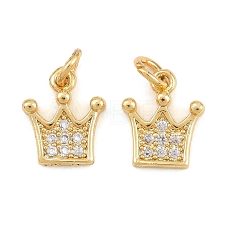 Brass Micro Pave Clear Cubic Zirconia Charms KK-Q085-04A-G-1