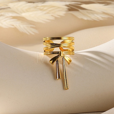 304 Stainless Steel Open Cuff Rings for Women RJEW-U060-01M-G-1