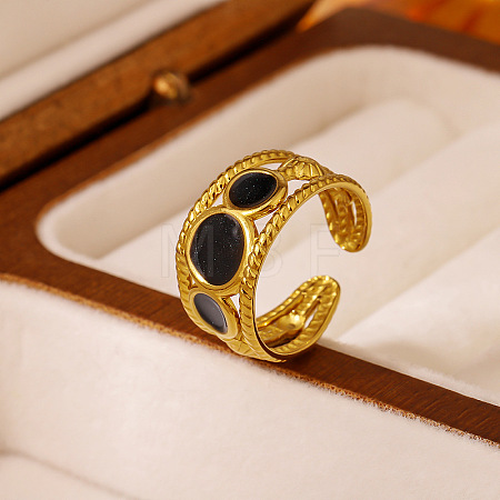 304 Stainless Steel Enamel Cuff Open Rings for Women WGC62C5-01-1