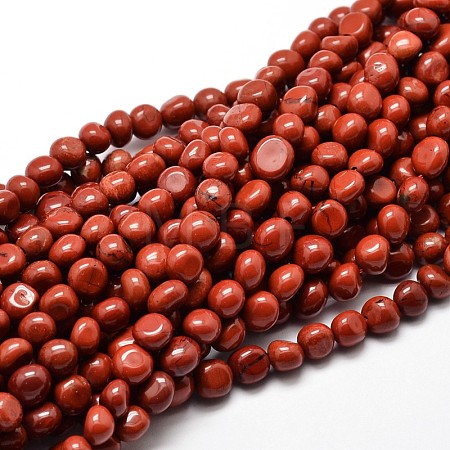 Natural Red Jasper Nuggets Beads Strands X-G-J335-46-1