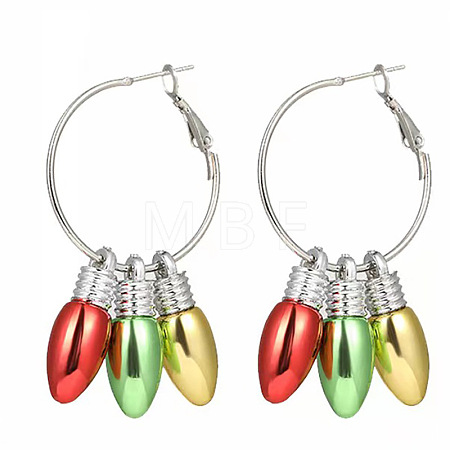 Christmas Theme Alloy Plastic Chandelier Earrings FS-WG6FBD6-10-1