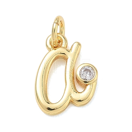 Brass Micro Pave Clear Cubic Zirconia Charms KK-D289-66G-A-1
