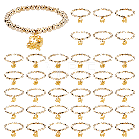 36Pcs CCB Plastic Round Bead Bracelets BJEW-DR00021-1