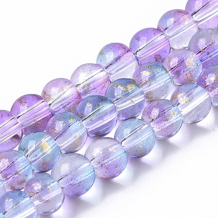 Transparent Spray Painted Glass Bead Strands GLAA-N035-03B-B05-1