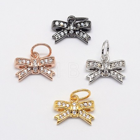 CZ Brass Micro Pave Cubic Zirconia Bowknot Bow Charms ZIRC-L018-14-1