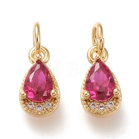 Brass Micro Pave Clear Cubic Zirconia Charms X-KK-F820-15A-G-1