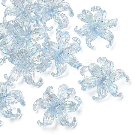 10Pcs UV Plating Iridescent Plastic Beads Caps FIND-YW0007-94C-1