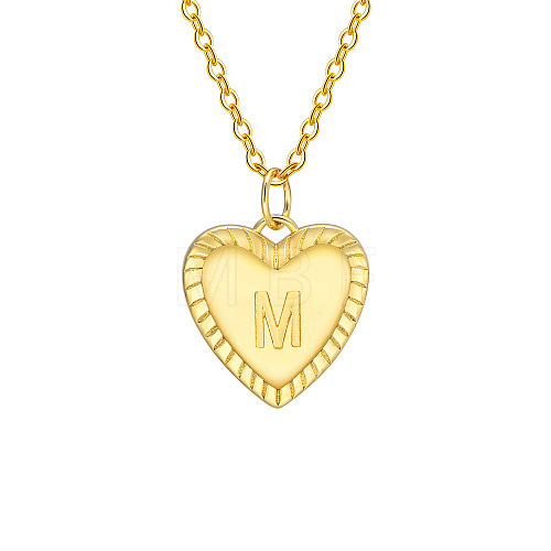 Golden Tone Brass Cable Chain Letter Heart Pendant Necklaces for Women PW-WG67FD6-13-1