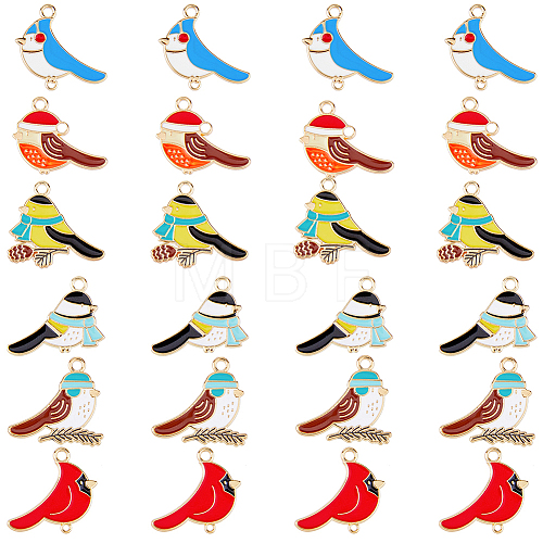 24Pcs 6 Style Alloy Enamel Pendants ENAM-DC0001-13-1