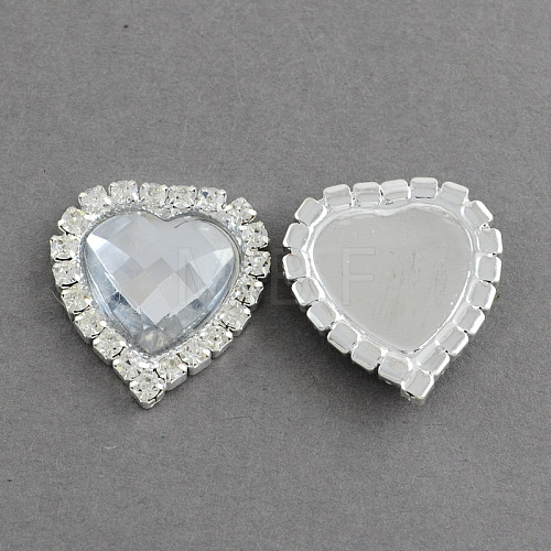 Shining Flat Back Faceted Heart Acrylic Rhinestone Cabochons RB-R011-05-1