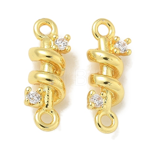 Rack Plating Brass Clear Cubic Zirconia Vortex Connector Charms KK-L224-069G-1