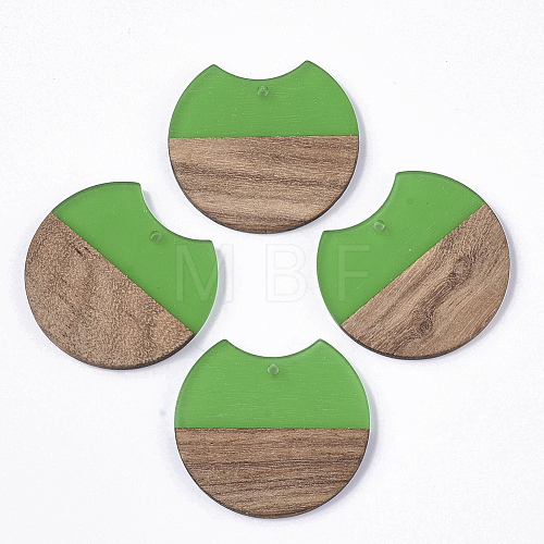 Transparent Resin & Walnut Wood Pendants X-RESI-T023-11-A02-1