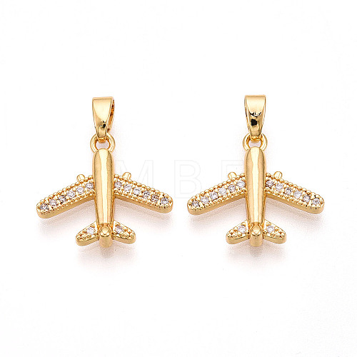 Brass Micro Pave Cubic Zirconia Pendants KK-T070-82G-1