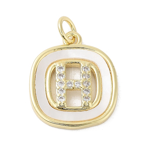 Rack Plating Brass Micro Pave Clear Cubic Zirconia Pendants KK-E102-33G-H-1