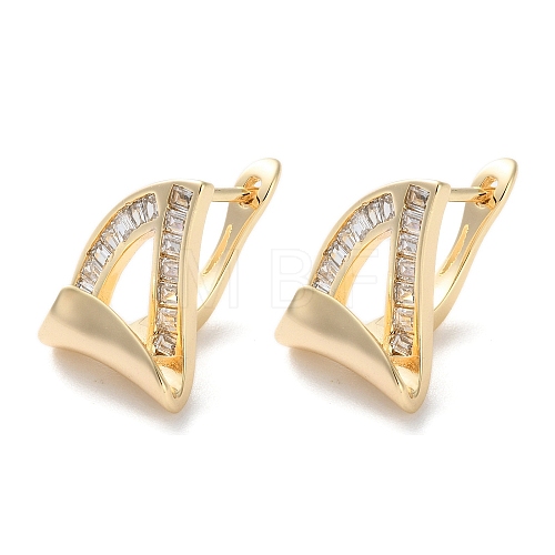 Brass Triangle Hoop Earrings EJEW-C121-13G-1