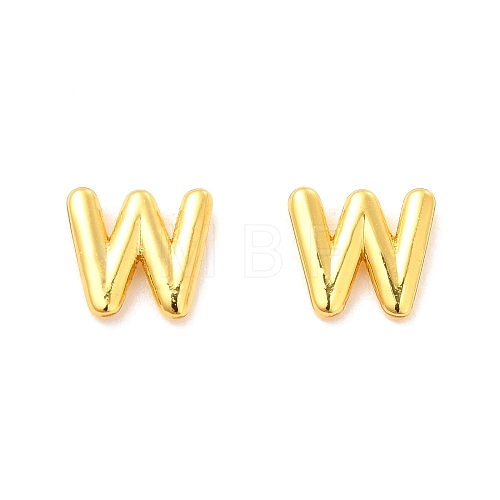 Brass Hollow Out Initial Letter Stud Earrings for Women EJEW-A044-01G-W-1