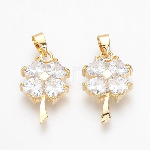 Brass Cubic Zirconia Pendants KK-R015-112G-1