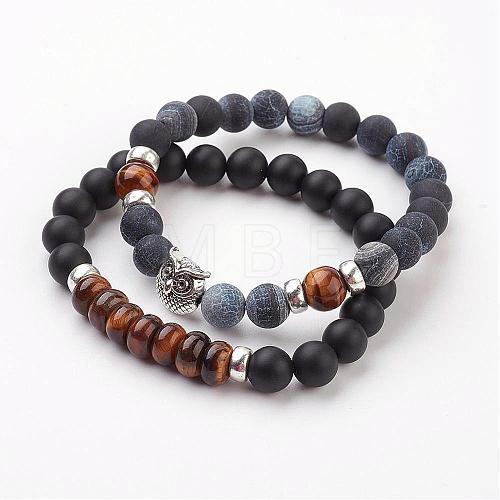 Gemstone Stretch Bracelets BJEW-JB03016-01-1