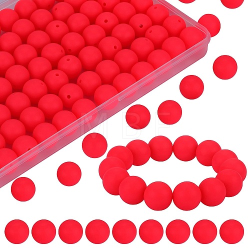 80Pcs Round Silicone Focal Beads SIL-SZ0001-24-03-1