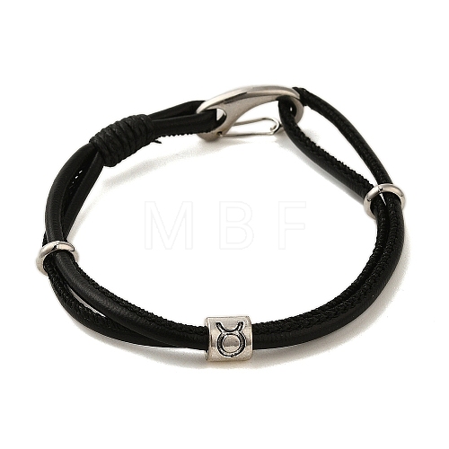 PU Leather Round Cord Multi-strand Bracelets SJEW-K002-07A-1