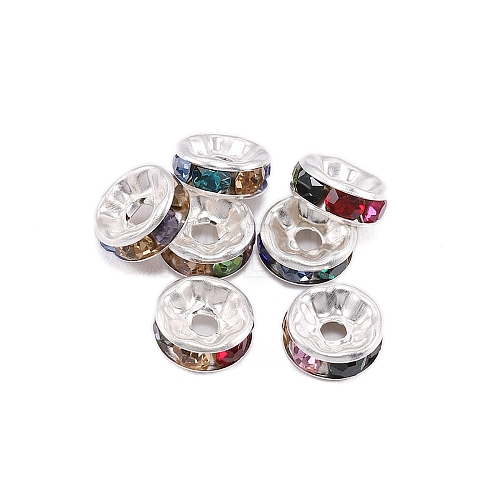 Rondelle Brass Rhinestone Spacer Beads FS-WG29681-19-1