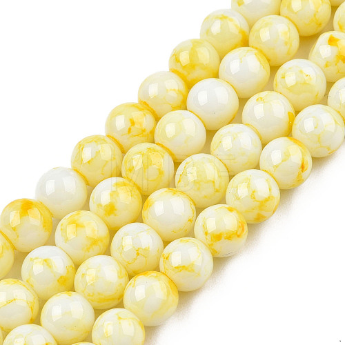 Spray Painted Glass Bead Strands X-GLAA-R139-8mm-17-1