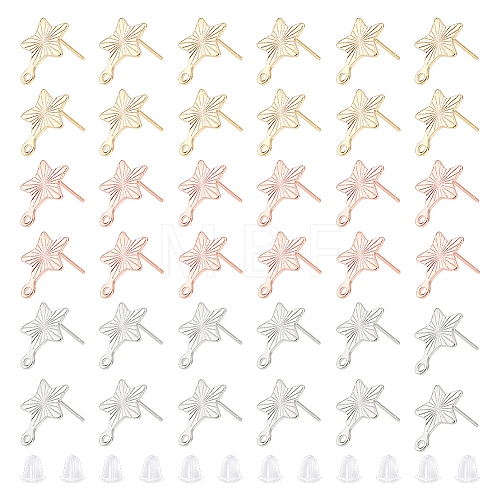 Unicraftale 36Pcs 3 Color 201 Stainless Steel Star Stud Earring Findings STAS-UN0047-03-1