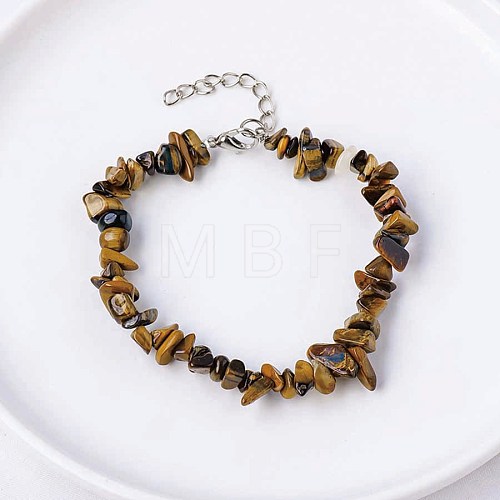 Natural Tiger Eye Chips Beaded Bracelet TJ9442-1-1