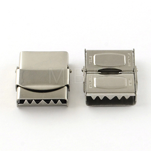 Smooth Surface 201 Stainless Steel Watch Band Clasps STAS-R063-82-1