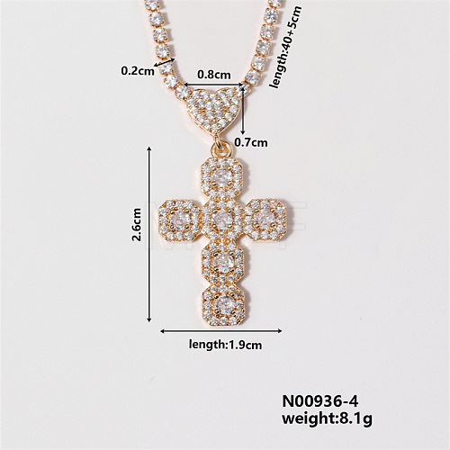 Chic Cross Necklace with Shiny Diamonds and Virgin Mary Pendant WL1506-4-1