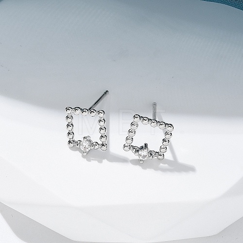 Brass Clear Cubic Zirconia Stud Earrings EJEW-Q014-03P-1