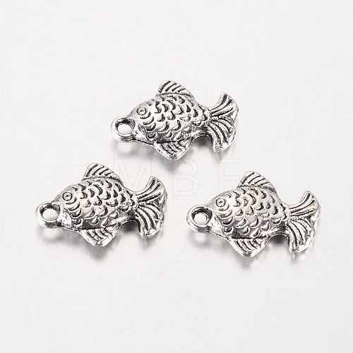 Tibetan Style Alloy Fish Charms TIBEP-K081-04-1