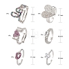 6Pcs 6 Style Brass Micro Pave Cubic Zirconia Solitaire Rings RJEW-LS0001-13P-3
