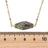 Brass Synthetic Coral and Turquoise Tibetan Beads Pendant 304 Stainless Steel Satellite Chain Necklaces NJEW-JN06517-5