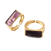 Brass with Natural Amethyst Cuff Open Rings for Women GG-CBA0B5A-04G-08-4