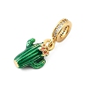 Brass Green Enamel European Dangle Charms KK-F904-28G-2