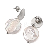 Natural Keshi Pearl Stud Dangle Earrings EJEW-JE07133-02-4