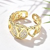 Brass Micro Pave Clear Cubic Zirconia Open Cuff Rings for Women RJEW-K289-02G-Y-2