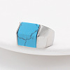 Rectangle Synthetic Turquoise Finger Ring FIND-PW0021-08E-P-1