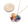 Natural Gemstone Chips Heart with Tree of Life Pendant Necklace NJEW-JN03868-02-7